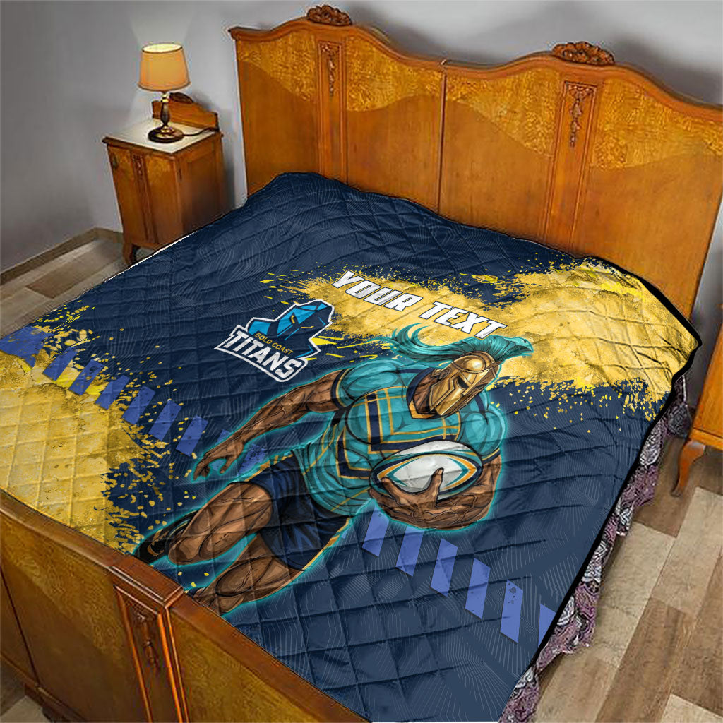 Personalised Gold Coast Titans Rugby Quilt Titans Mascot - Sporty Splash Art Style