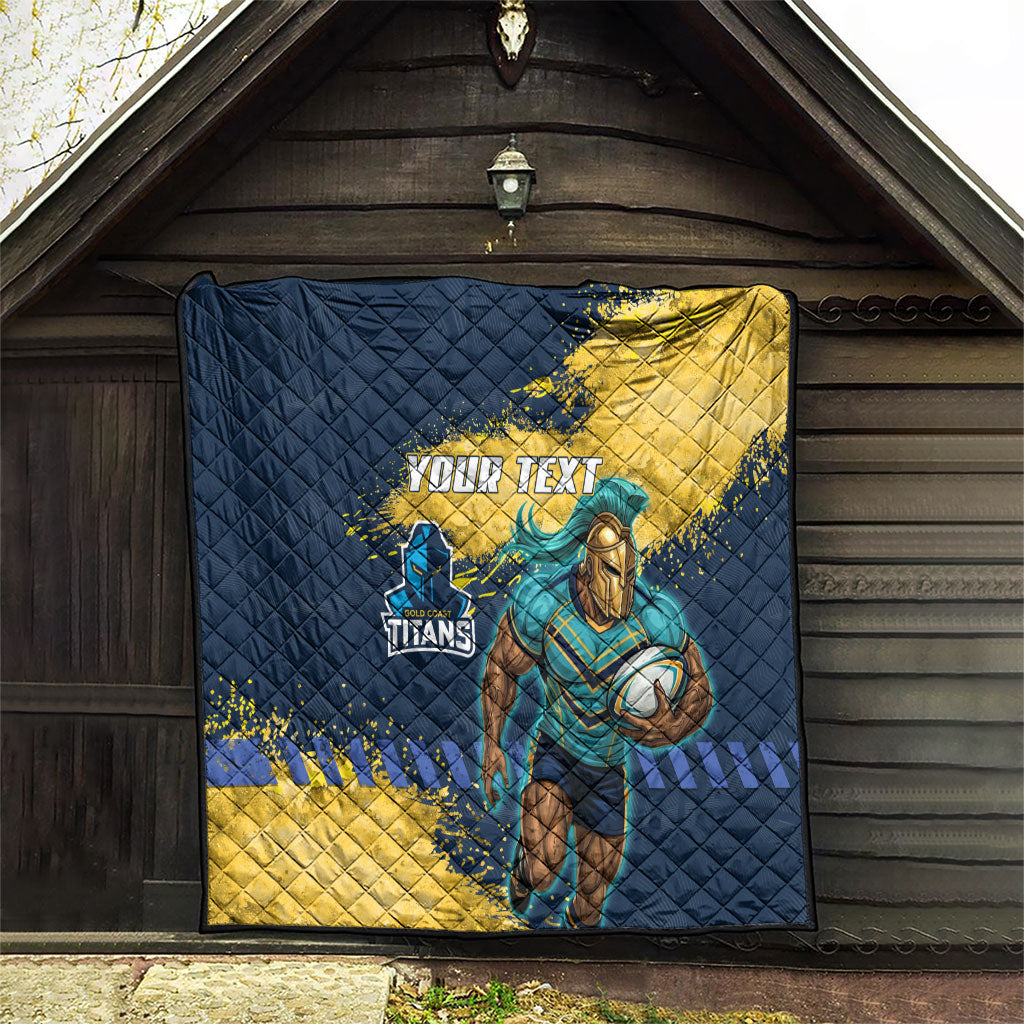 Personalised Gold Coast Titans Rugby Quilt Titans Mascot - Sporty Splash Art Style
