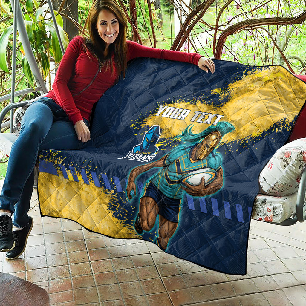 Personalised Gold Coast Titans Rugby Quilt Titans Mascot - Sporty Splash Art Style