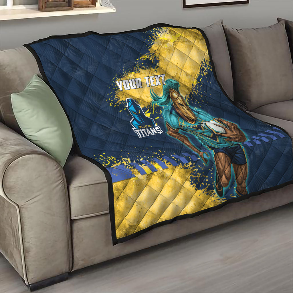 Personalised Gold Coast Titans Rugby Quilt Titans Mascot - Sporty Splash Art Style