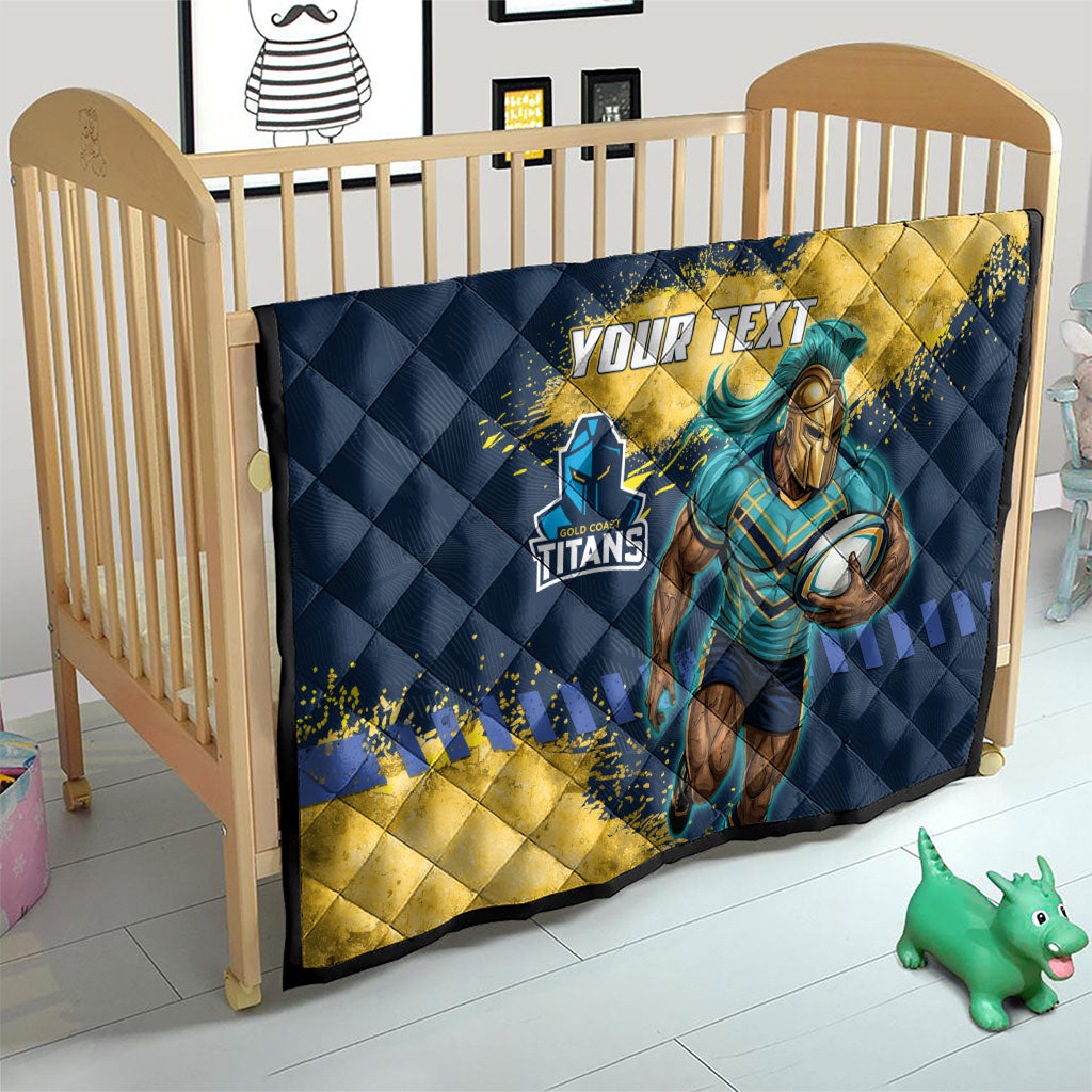 Personalised Gold Coast Titans Rugby Quilt Titans Mascot - Sporty Splash Art Style