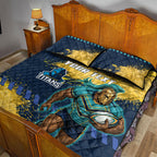 Personalised Gold Coast Titans Rugby Quilt Bed Set Titans Mascot - Sporty Splash Art Style
