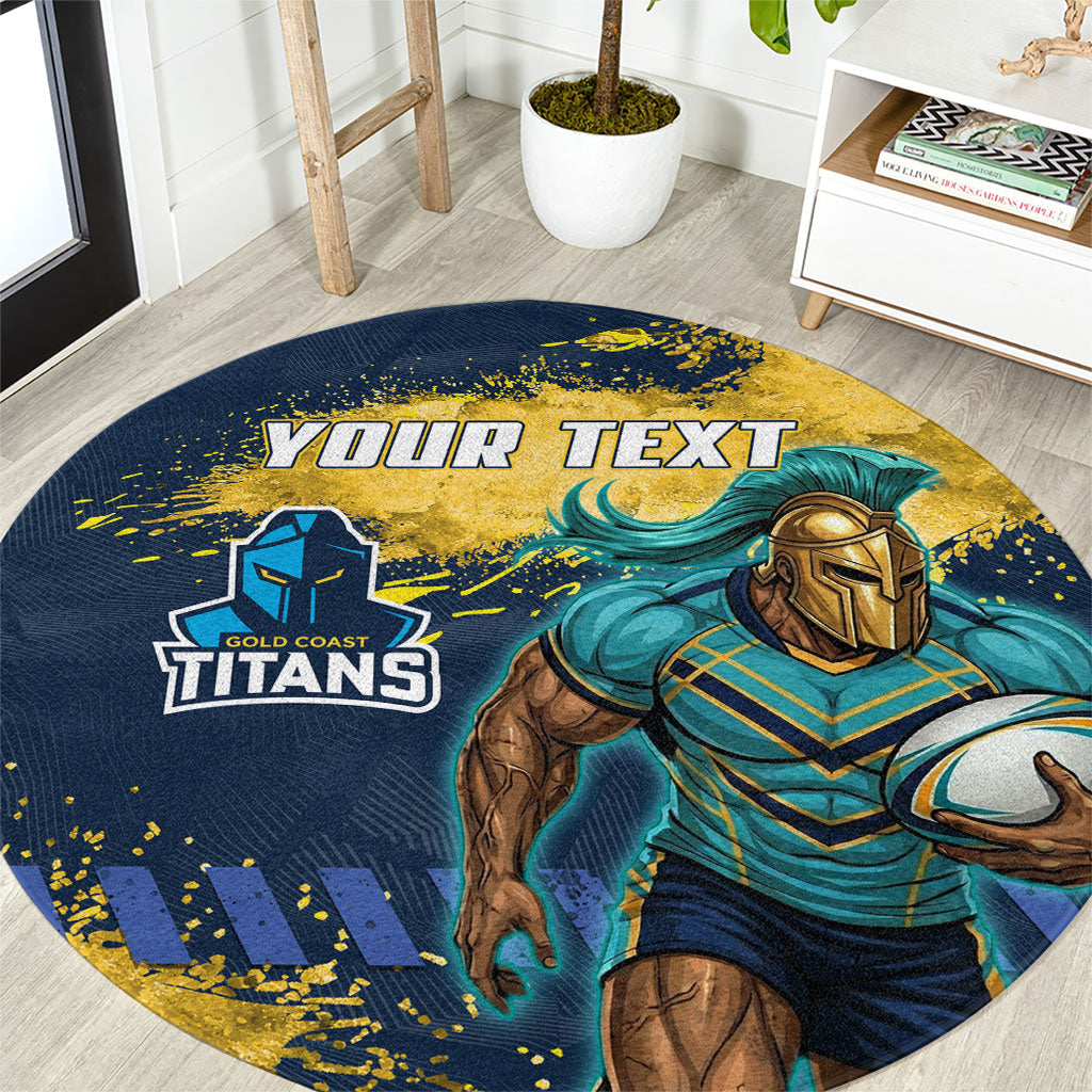 Personalised Gold Coast Titans Rugby Round Carpet Titans Mascot - Sporty Splash Art Style