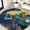 Personalised Gold Coast Titans Rugby Round Carpet Titans Mascot - Sporty Splash Art Style