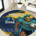 Personalised Gold Coast Titans Rugby Round Carpet Titans Mascot - Sporty Splash Art Style