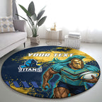 Personalised Gold Coast Titans Rugby Round Carpet Titans Mascot - Sporty Splash Art Style