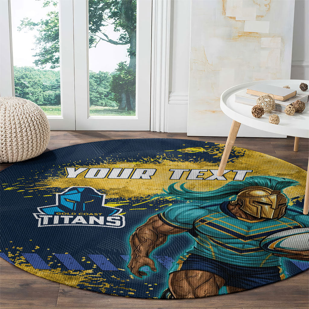 Personalised Gold Coast Titans Rugby Round Carpet Titans Mascot - Sporty Splash Art Style