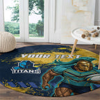 Personalised Gold Coast Titans Rugby Round Carpet Titans Mascot - Sporty Splash Art Style