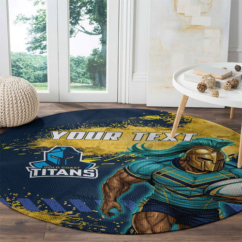 Personalised Gold Coast Titans Rugby Round Carpet Titans Mascot - Sporty Splash Art Style