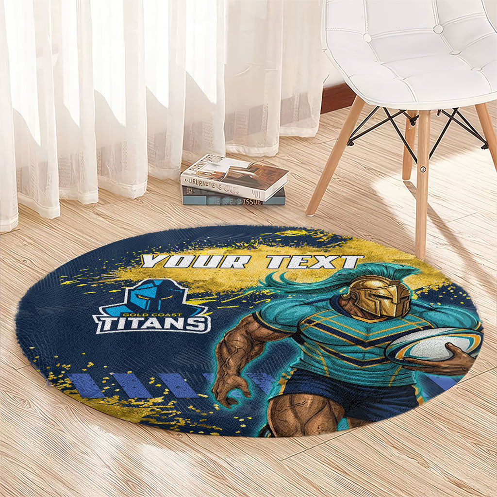 Personalised Gold Coast Titans Rugby Round Carpet Titans Mascot - Sporty Splash Art Style