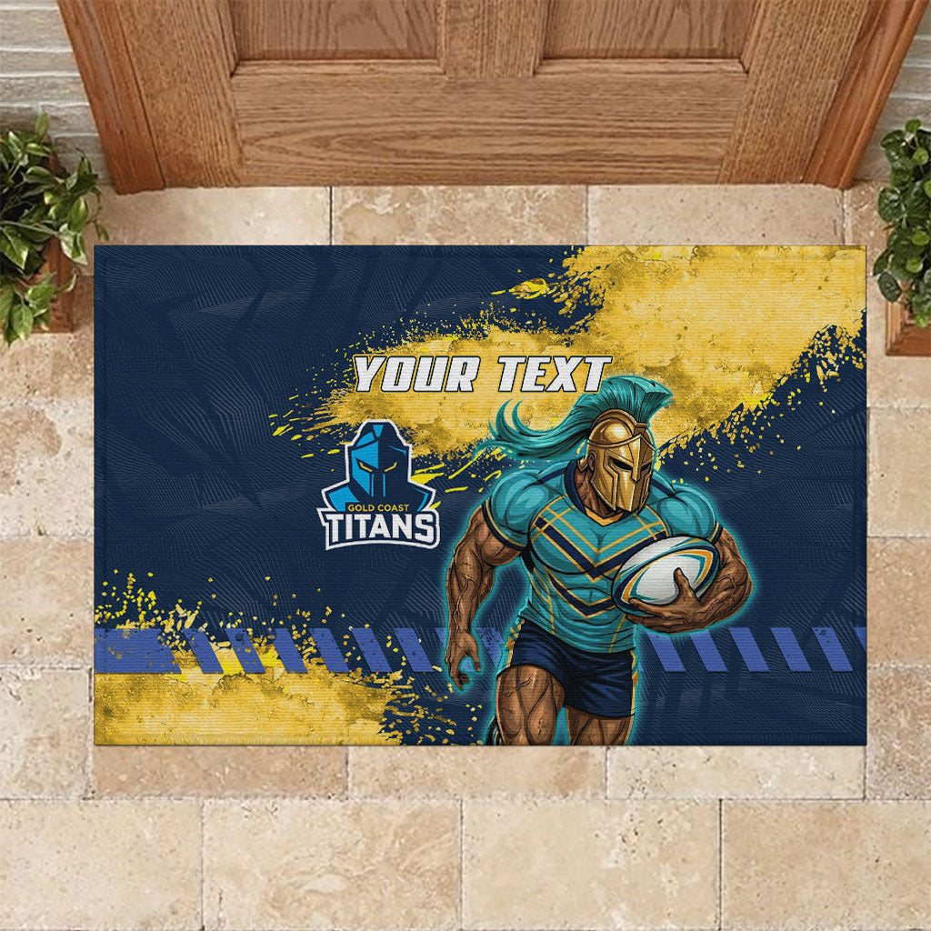 Personalised Gold Coast Titans Rugby Rubber Doormat Titans Mascot - Sporty Splash Art Style