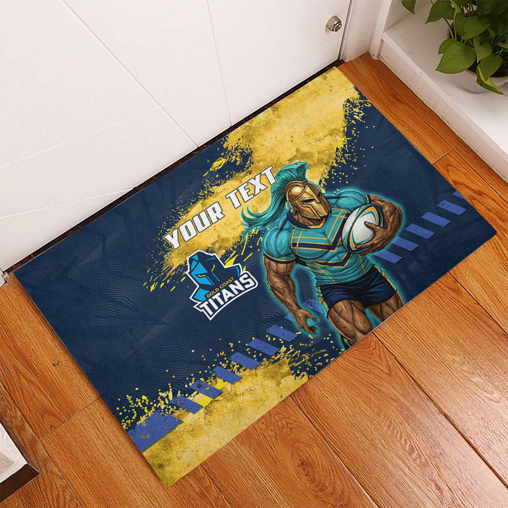 Personalised Gold Coast Titans Rugby Rubber Doormat Titans Mascot - Sporty Splash Art Style