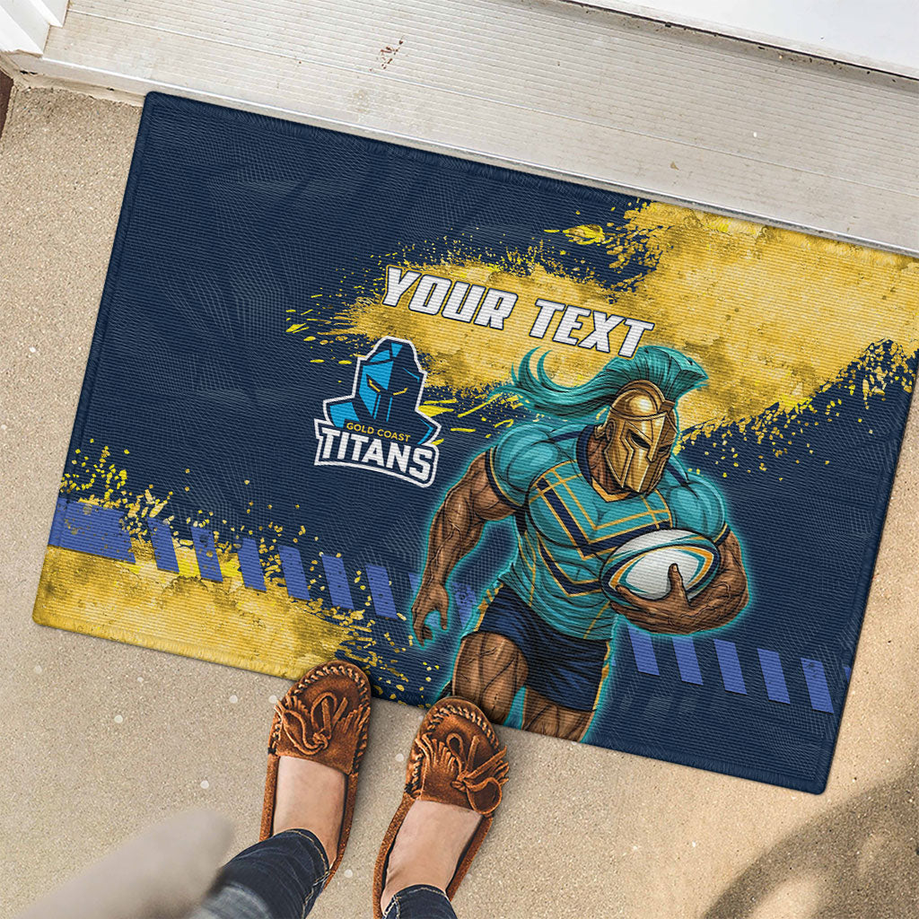 Personalised Gold Coast Titans Rugby Rubber Doormat Titans Mascot - Sporty Splash Art Style