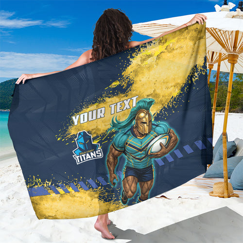 Personalised Gold Coast Titans Rugby Sarong Titans Mascot - Sporty Splash Art Style
