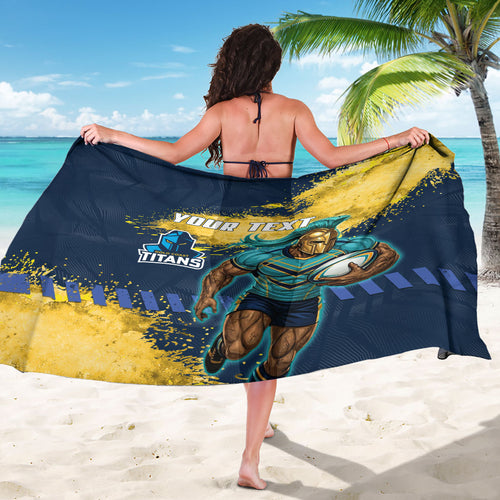 Personalised Gold Coast Titans Rugby Sarong Titans Mascot - Sporty Splash Art Style