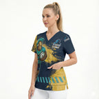 Personalised Gold Coast Titans Rugby Scrub Top Titans Mascot - Sporty Splash Art Style