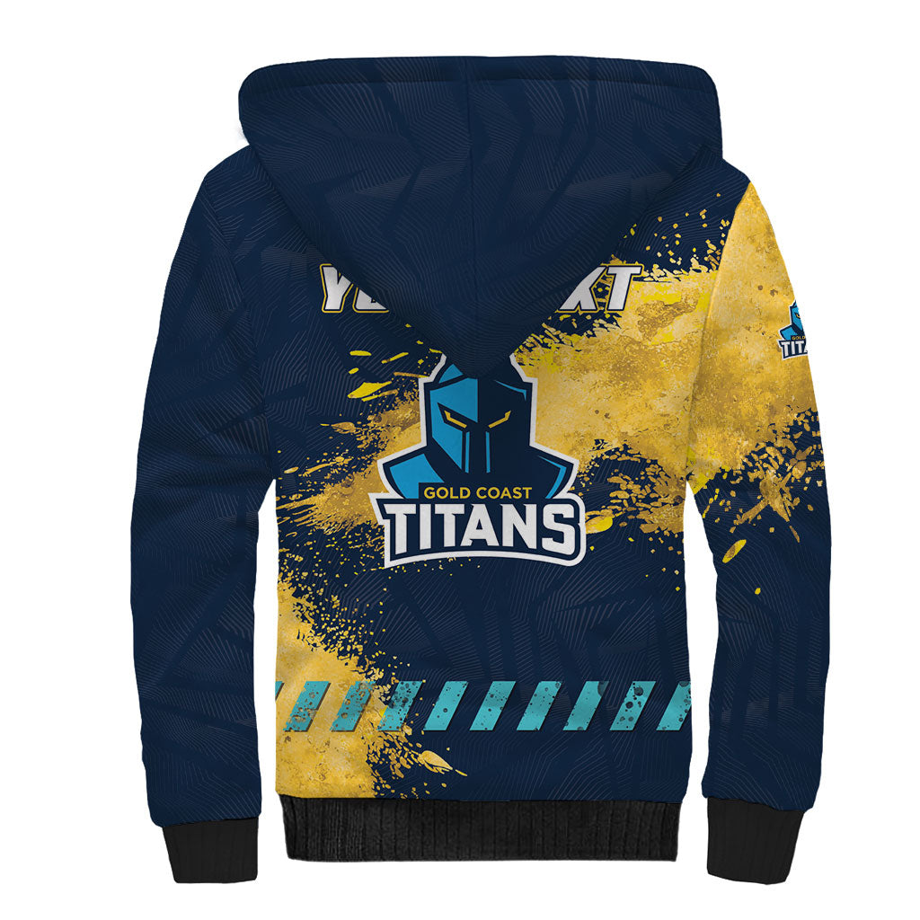 Personalised Gold Coast Titans Rugby Sherpa Hoodie Titans Mascot - Sporty Splash Art Style