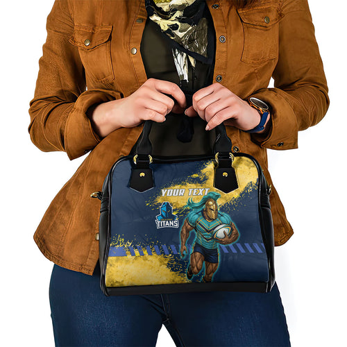 Personalised Gold Coast Titans Rugby Shoulder Handbag Titans Mascot - Sporty Splash Art Style