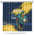 Personalised Gold Coast Titans Rugby Shower Curtain Titans Mascot - Sporty Splash Art Style