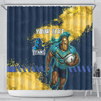 Personalised Gold Coast Titans Rugby Shower Curtain Titans Mascot - Sporty Splash Art Style