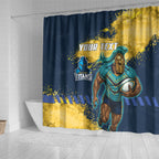 Personalised Gold Coast Titans Rugby Shower Curtain Titans Mascot - Sporty Splash Art Style