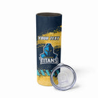 Personalised Gold Coast Titans Rugby Skinny Tumbler Titans Mascot - Sporty Splash Art Style