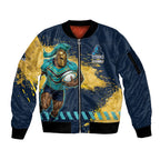 Personalised Gold Coast Titans Rugby Sleeve Zip Bomber Jacket Titans Mascot - Sporty Splash Art Style