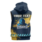 Personalised Gold Coast Titans Rugby Sleeveless Hoodie Titans Mascot - Sporty Splash Art Style