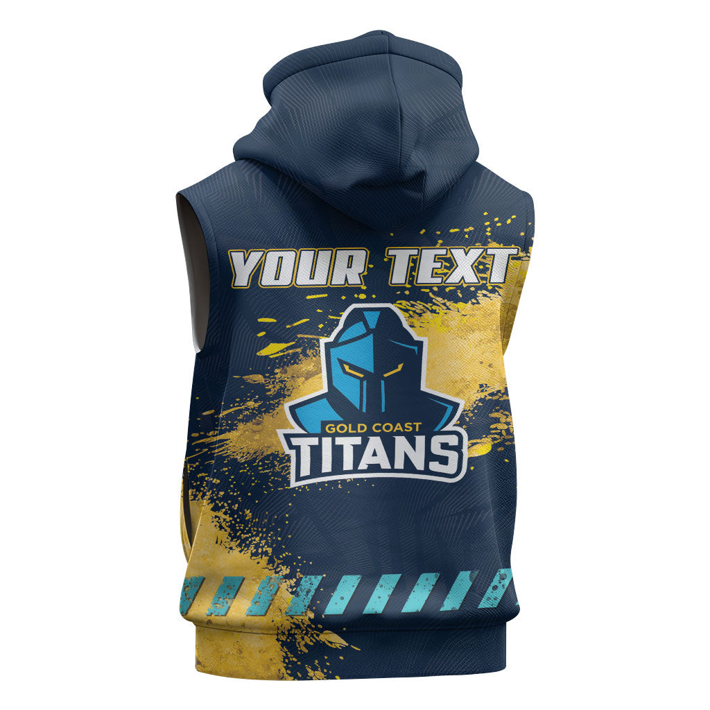 Personalised Gold Coast Titans Rugby Sleeveless Hoodie Titans Mascot - Sporty Splash Art Style
