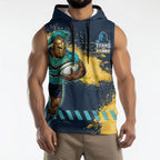 Personalised Gold Coast Titans Rugby Sleeveless Hoodie Titans Mascot - Sporty Splash Art Style