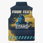 Personalised Gold Coast Titans Rugby Sleeveless Puffer Jacket Titans Mascot - Sporty Splash Art Style