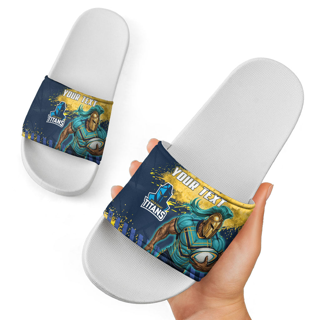 Personalised Gold Coast Titans Rugby Slide Sandals Titans Mascot - Sporty Splash Art Style