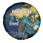 Personalised Gold Coast Titans Rugby Spare Tire Cover Titans Mascot - Sporty Splash Art Style