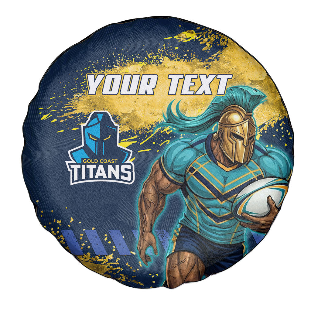 Personalised Gold Coast Titans Rugby Spare Tire Cover Titans Mascot - Sporty Splash Art Style