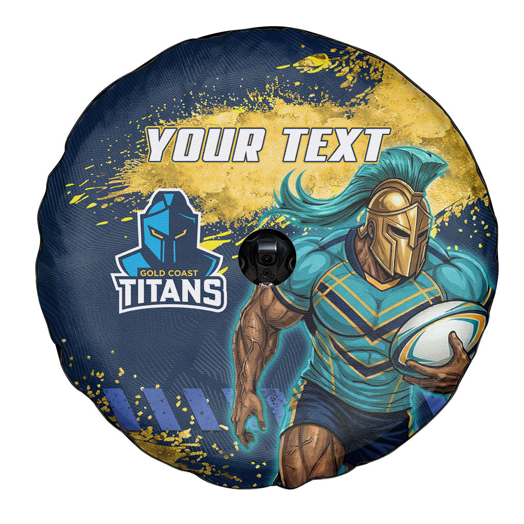Personalised Gold Coast Titans Rugby Spare Tire Cover Titans Mascot - Sporty Splash Art Style