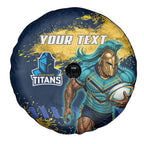 Personalised Gold Coast Titans Rugby Spare Tire Cover Titans Mascot - Sporty Splash Art Style