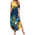 Personalised Gold Coast Titans Rugby Summer Maxi Dress Titans Mascot - Sporty Splash Art Style