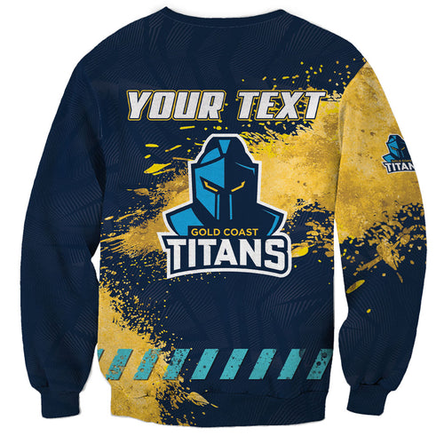 Personalised Gold Coast Titans Rugby Sweatshirt Titans Mascot - Sporty Splash Art Style