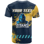 Personalised Gold Coast Titans Rugby T Shirt Titans Mascot - Sporty Splash Art Style