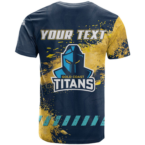 Personalised Gold Coast Titans Rugby T Shirt Titans Mascot - Sporty Splash Art Style