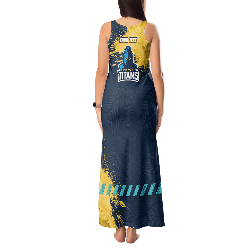 Personalised Gold Coast Titans Rugby Tank Maxi Dress Titans Mascot - Sporty Splash Art Style