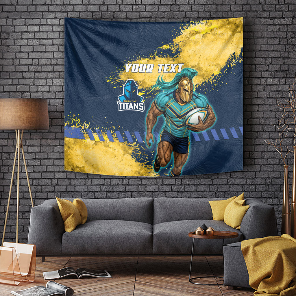 Personalised Gold Coast Titans Rugby Tapestry Titans Mascot - Sporty Splash Art Style