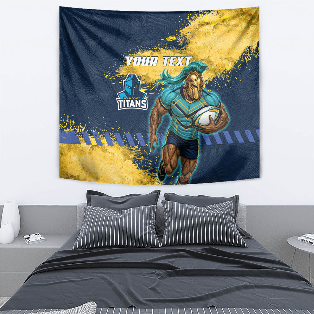 Personalised Gold Coast Titans Rugby Tapestry Titans Mascot - Sporty Splash Art Style