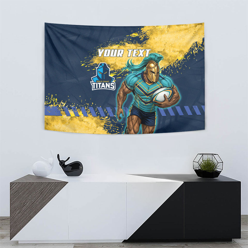 Personalised Gold Coast Titans Rugby Tapestry Titans Mascot - Sporty Splash Art Style