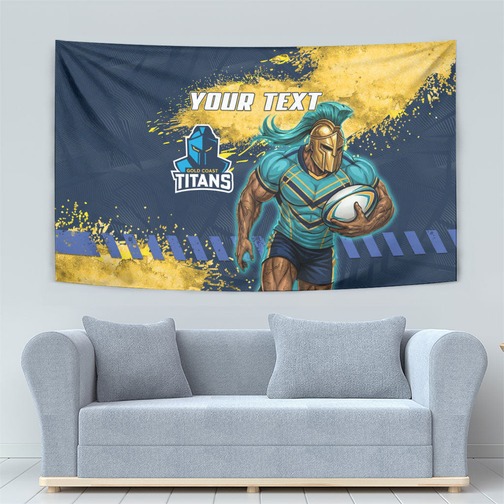 Personalised Gold Coast Titans Rugby Tapestry Titans Mascot - Sporty Splash Art Style