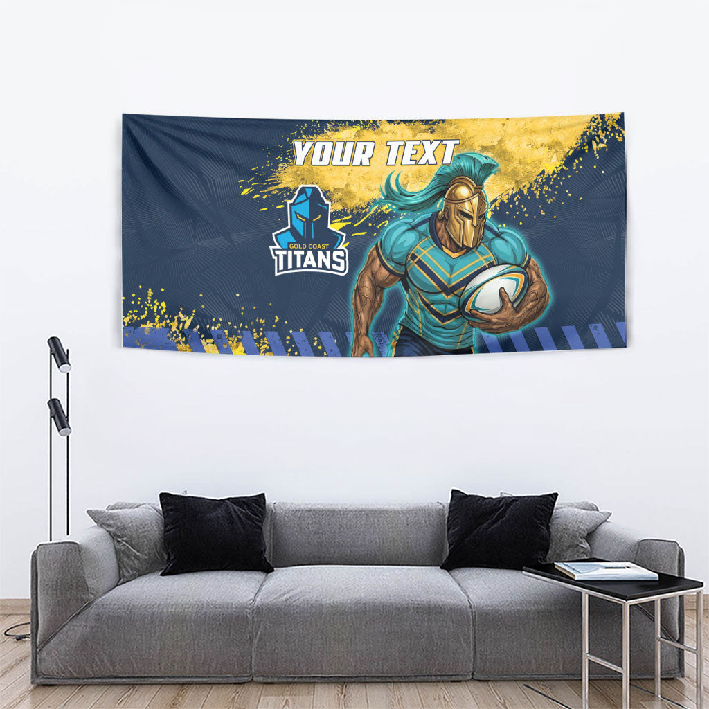 Personalised Gold Coast Titans Rugby Tapestry Titans Mascot - Sporty Splash Art Style