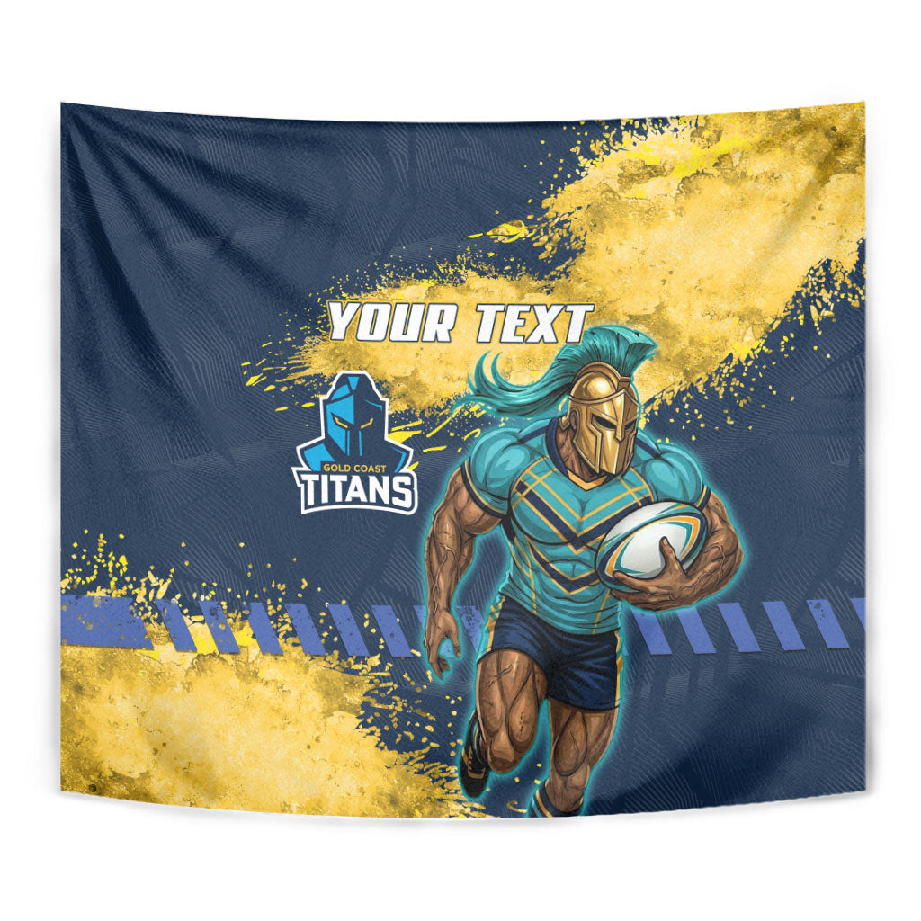 Personalised Gold Coast Titans Rugby Tapestry Titans Mascot - Sporty Splash Art Style