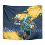 Personalised Gold Coast Titans Rugby Tapestry Titans Mascot - Sporty Splash Art Style