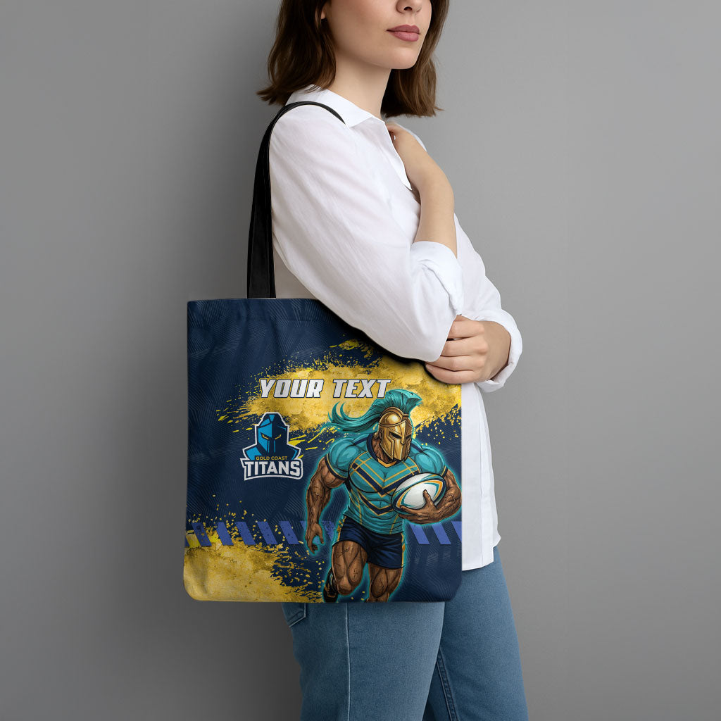 Personalised Gold Coast Titans Rugby Tote Bag Titans Mascot - Sporty Splash Art Style