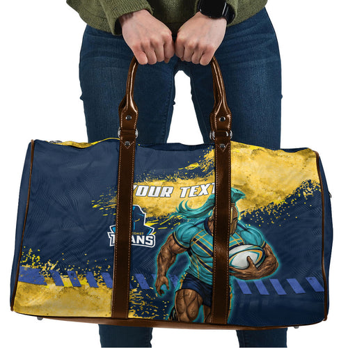 Personalised Gold Coast Titans Rugby Travel Bag Titans Mascot - Sporty Splash Art Style